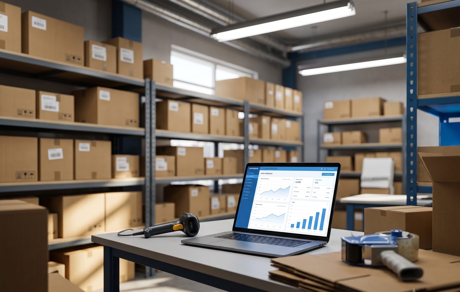 Amazon seller order and inventory dashboard on a screen