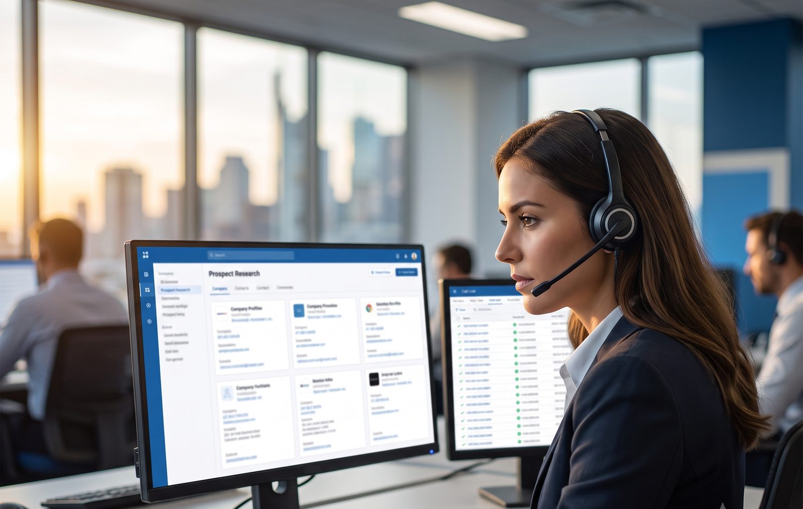 B2B prospect list and lead generation data on screen