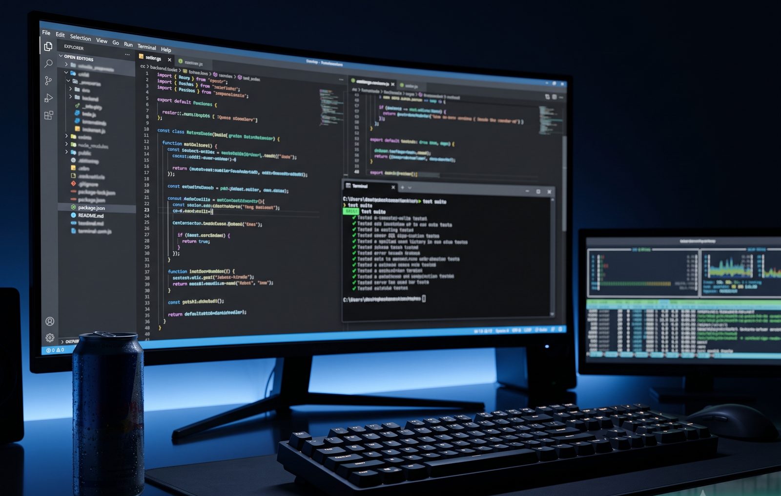 Backend server code and API development on a screen