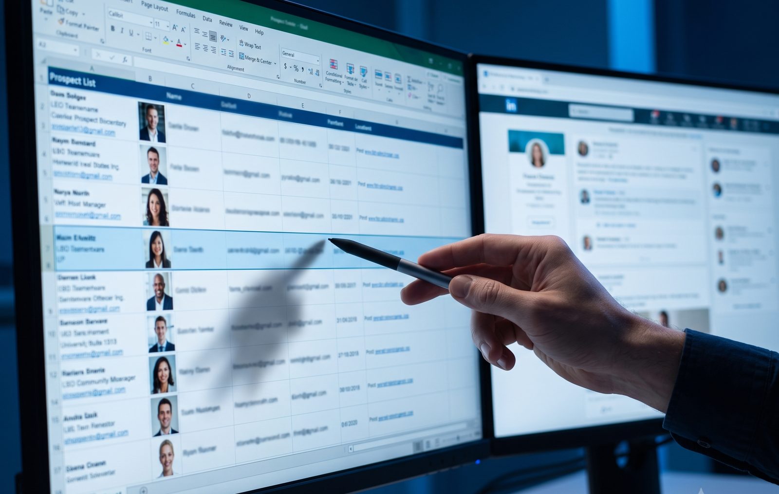 B2B lead generation prospect list data on screen