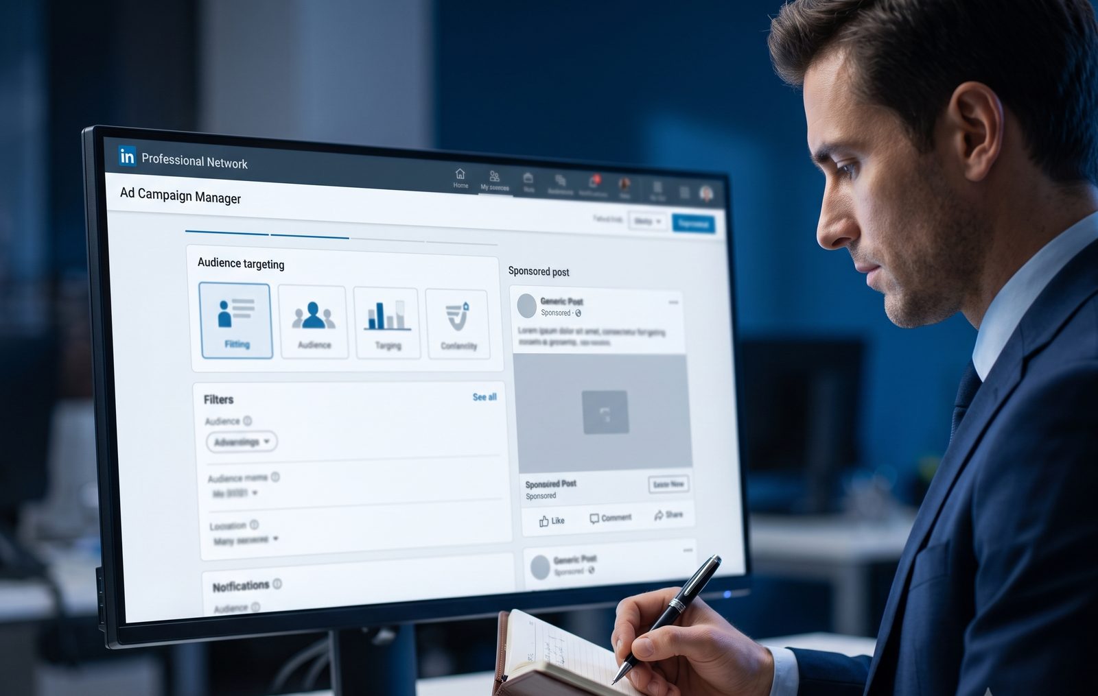 LinkedIn ad campaign analytics on a screen