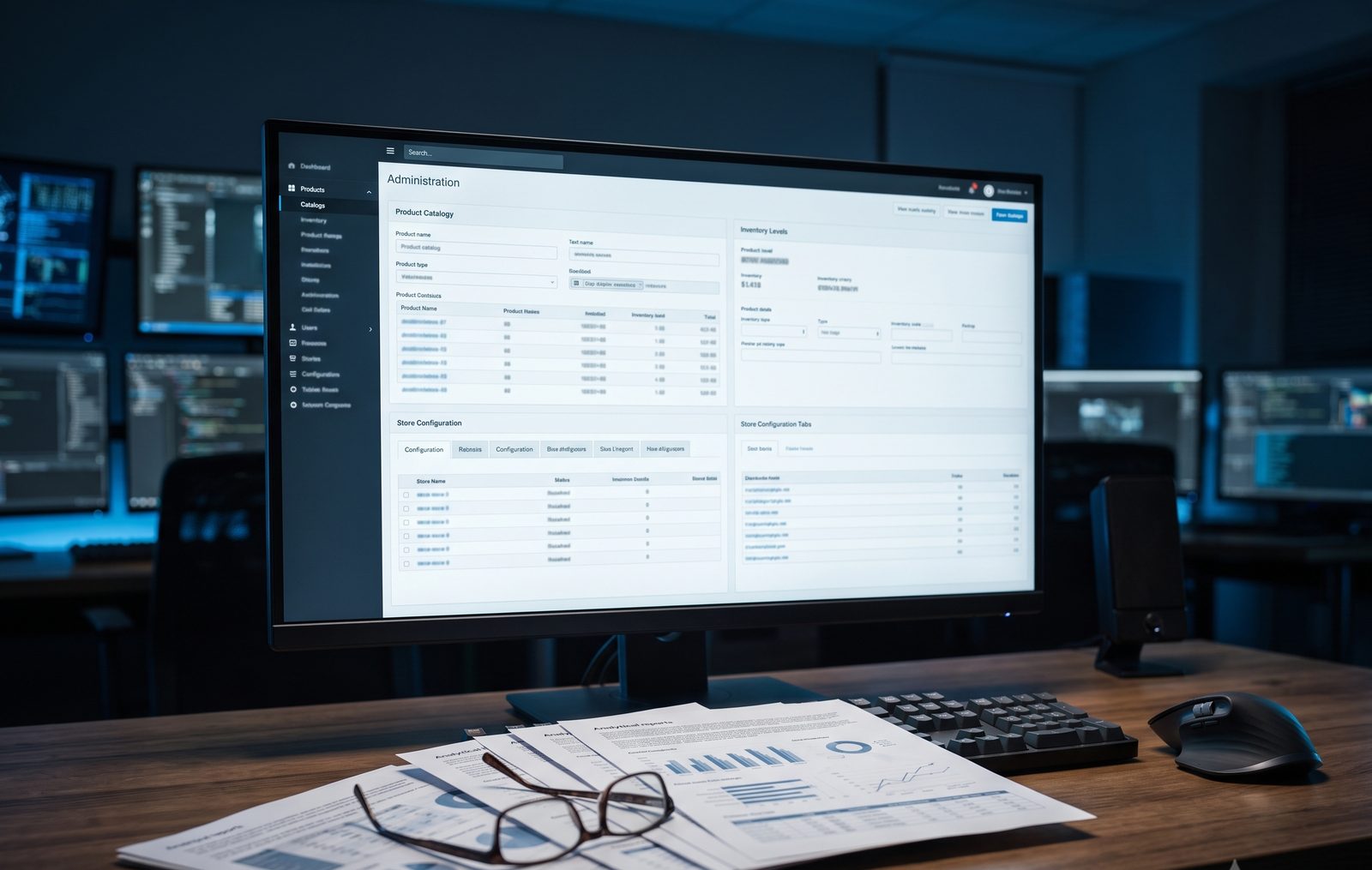 Magento ecommerce catalog management dashboard on a screen