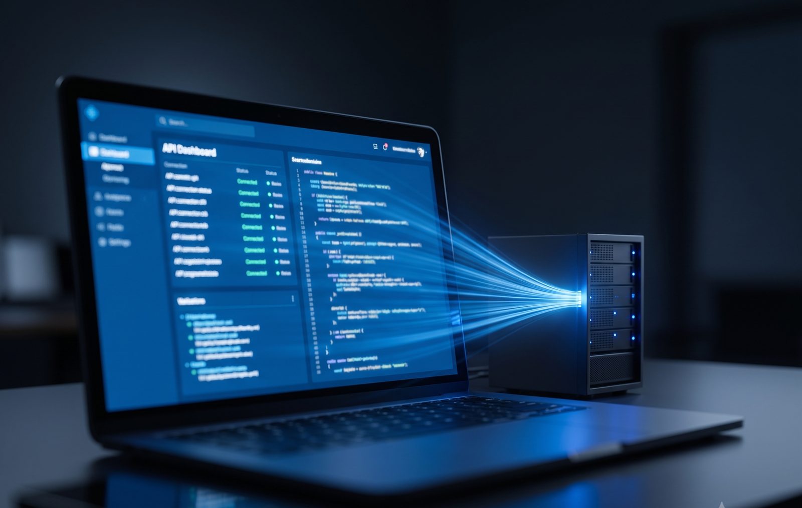 AI chat interface showing OpenAI conversation on a monitor