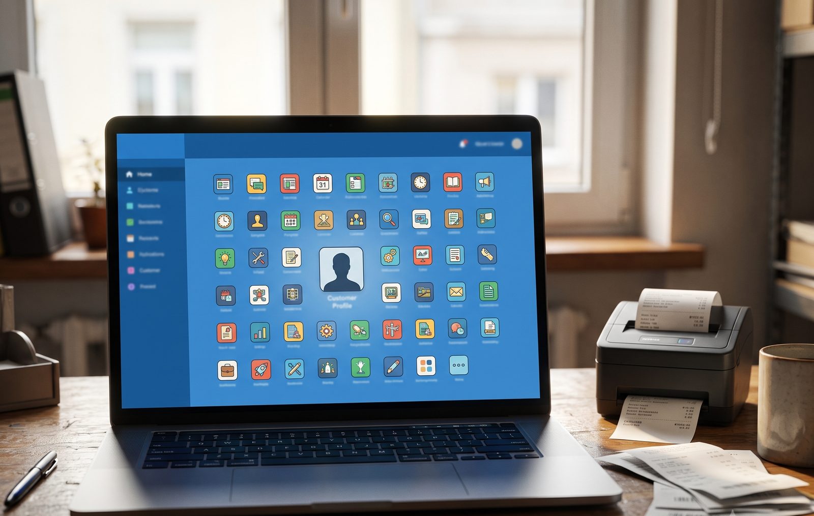 Zoho CRM ecosystem dashboard on a screen